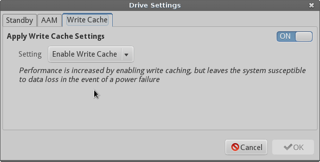 Set Write Caching to ON