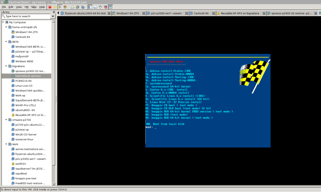 VM booting over the network/PXE